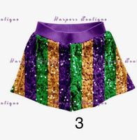 Girls Mardi Gras sequin shorts ❤️