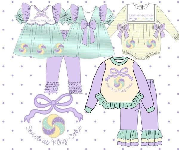 Preorder Girls Mardi Gras long/sleeve set